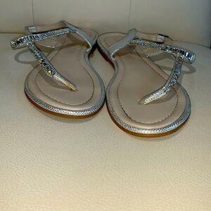 Aldo Silver/Beaded T-strap sandals